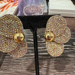 Elegant Gold and Multicolor Statement Earrings